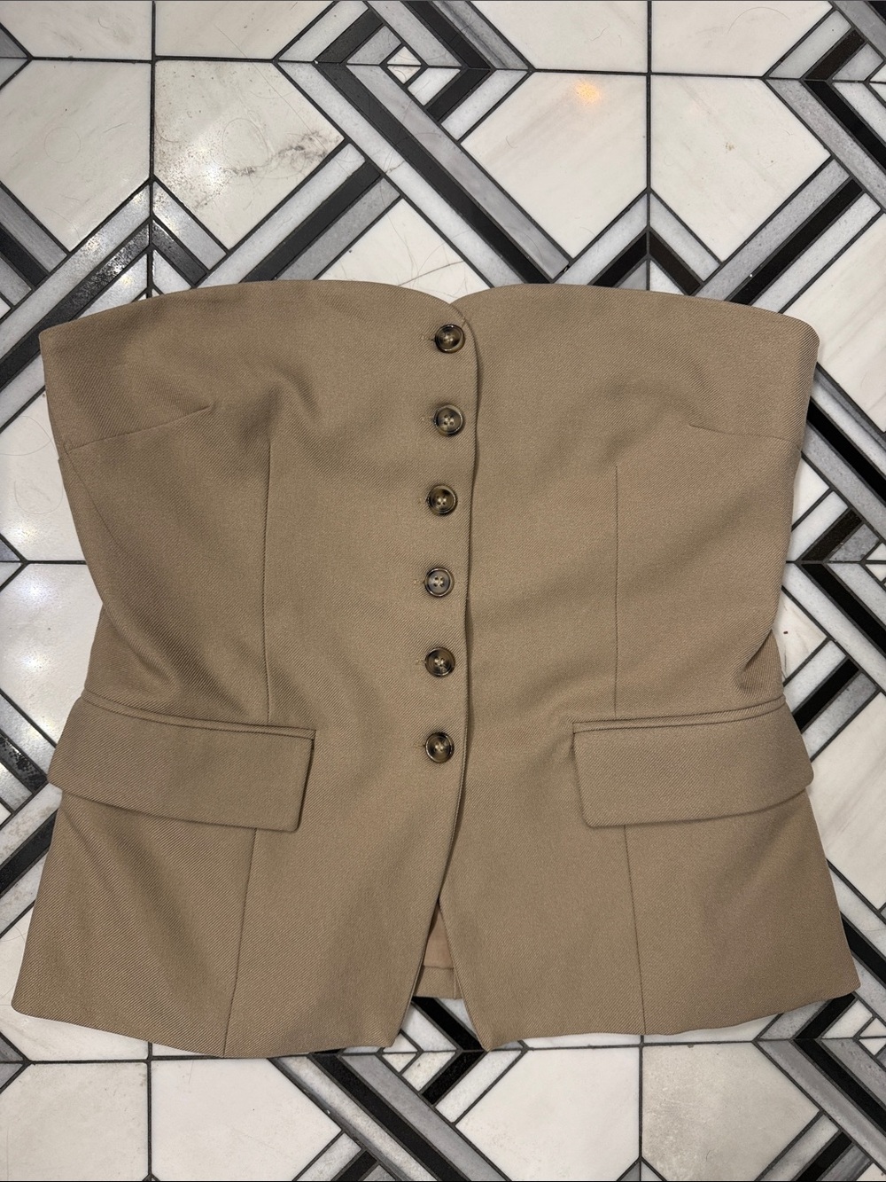 Stella Dallas Strapless Bustier Vest in Beige Large
